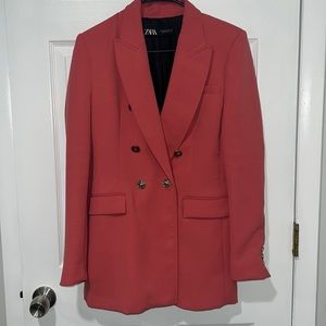Zara double breasted pink blazer size Small
